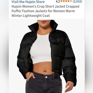 Hujoin Women's Crop Short Jacket Cropped Puffer for Women Warm Lightweight
